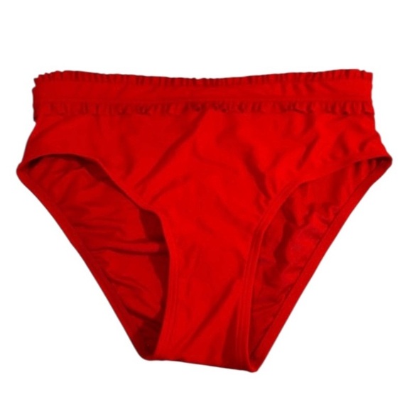 Tommy Hilfiger Swim Bottoms, Ruffled trim,  High-Waist, Color Red, Large, NWOT - Picture 2 of 6